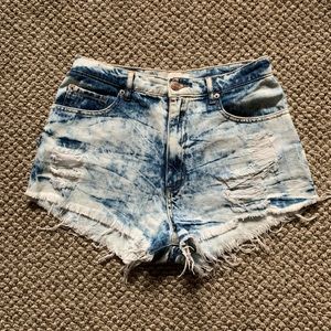 Garage Tie-Dye Acid Wash High-Waisted Shorts